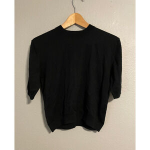 CRUSH Womens Sweater Size 0 US XS Black Silk Cashmere Blend Short Sleeve Neutral